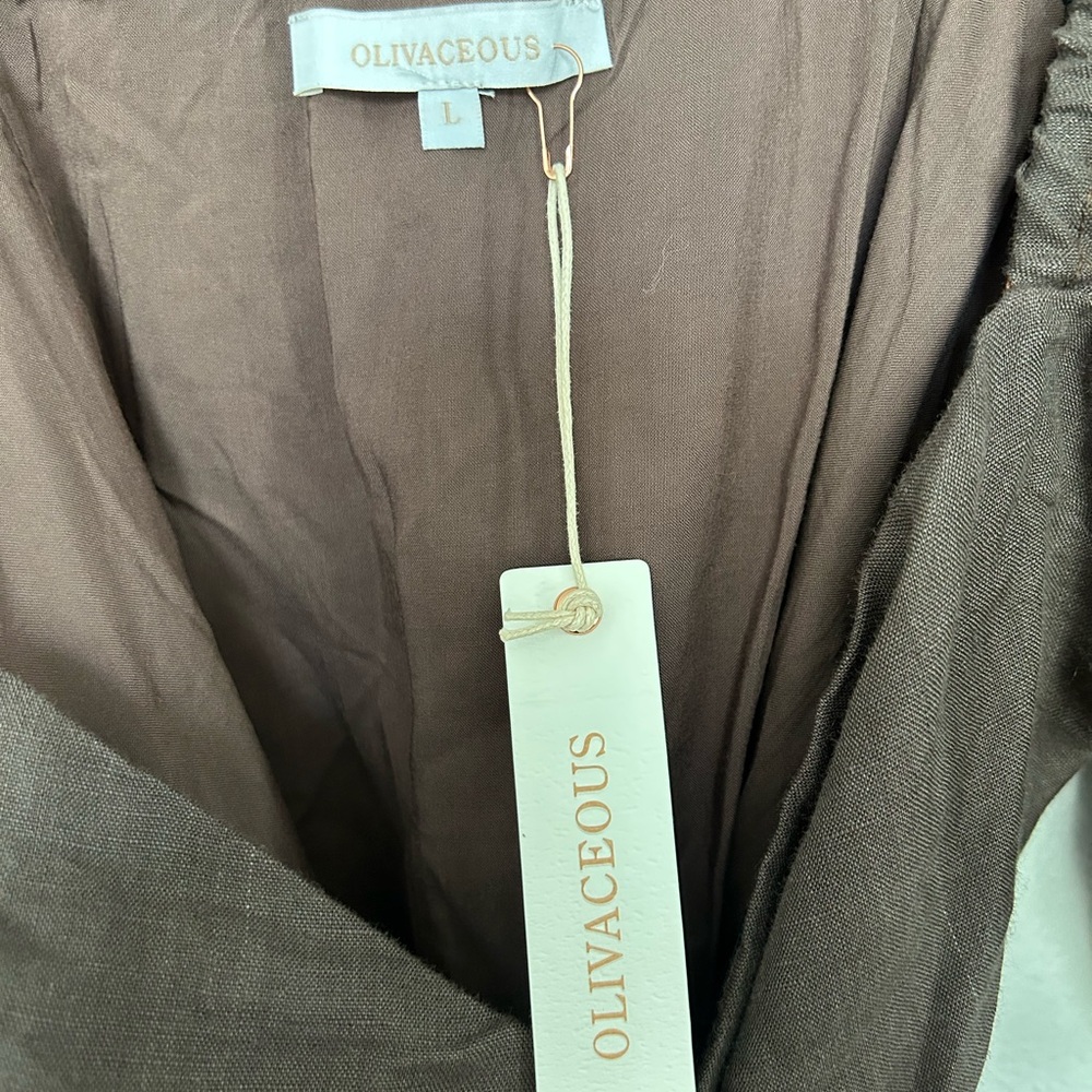 🤎Olive Brown Puff Sleeve Wrap Mini Dress by Olivaceous - Picture 3 of 5